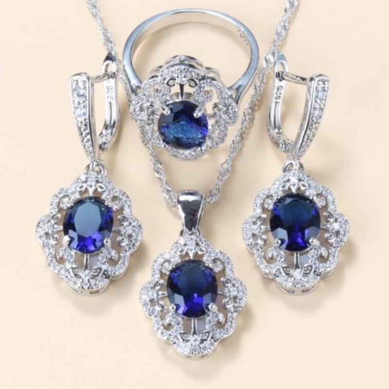 

Комплект украшений из драгоценных камней, подвеска, серьги, ожерелье, кольцо, женский комплект 10#