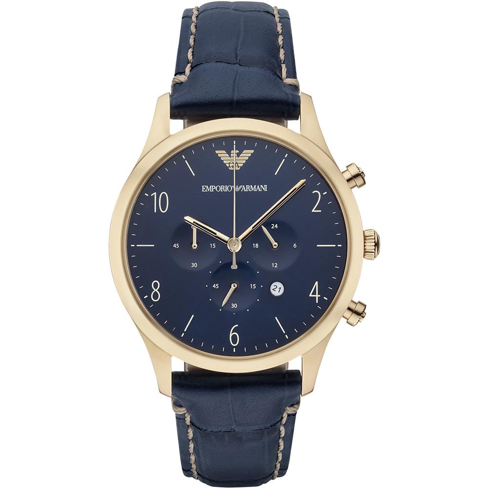

Emporio Armani Beta Large Blue Blue Leather Men s Quartz Chronograph AR1862 синий