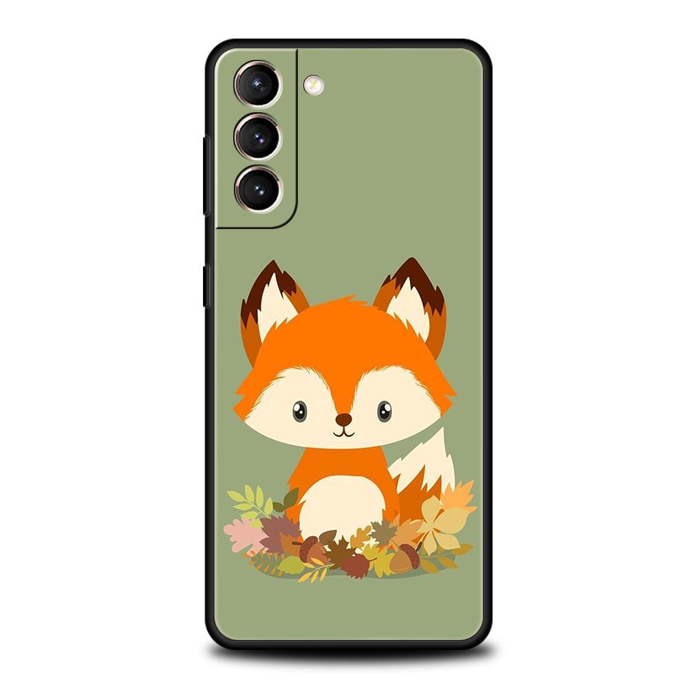 Autumn Leaves Fall Fox Pumpkin Halloween Phone Case For Samsung Galaxy S24 S23 S22 S20 Ultra S21 FE 5G S10 S9 Plus S10E Cover