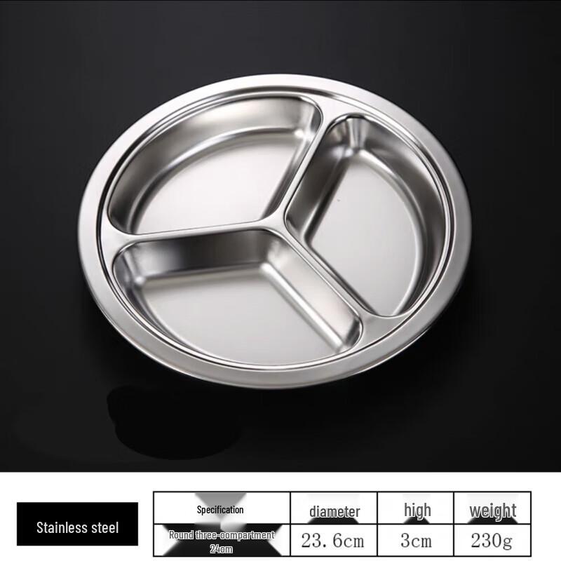 304 Stainless Steel Divided Lunch Plate