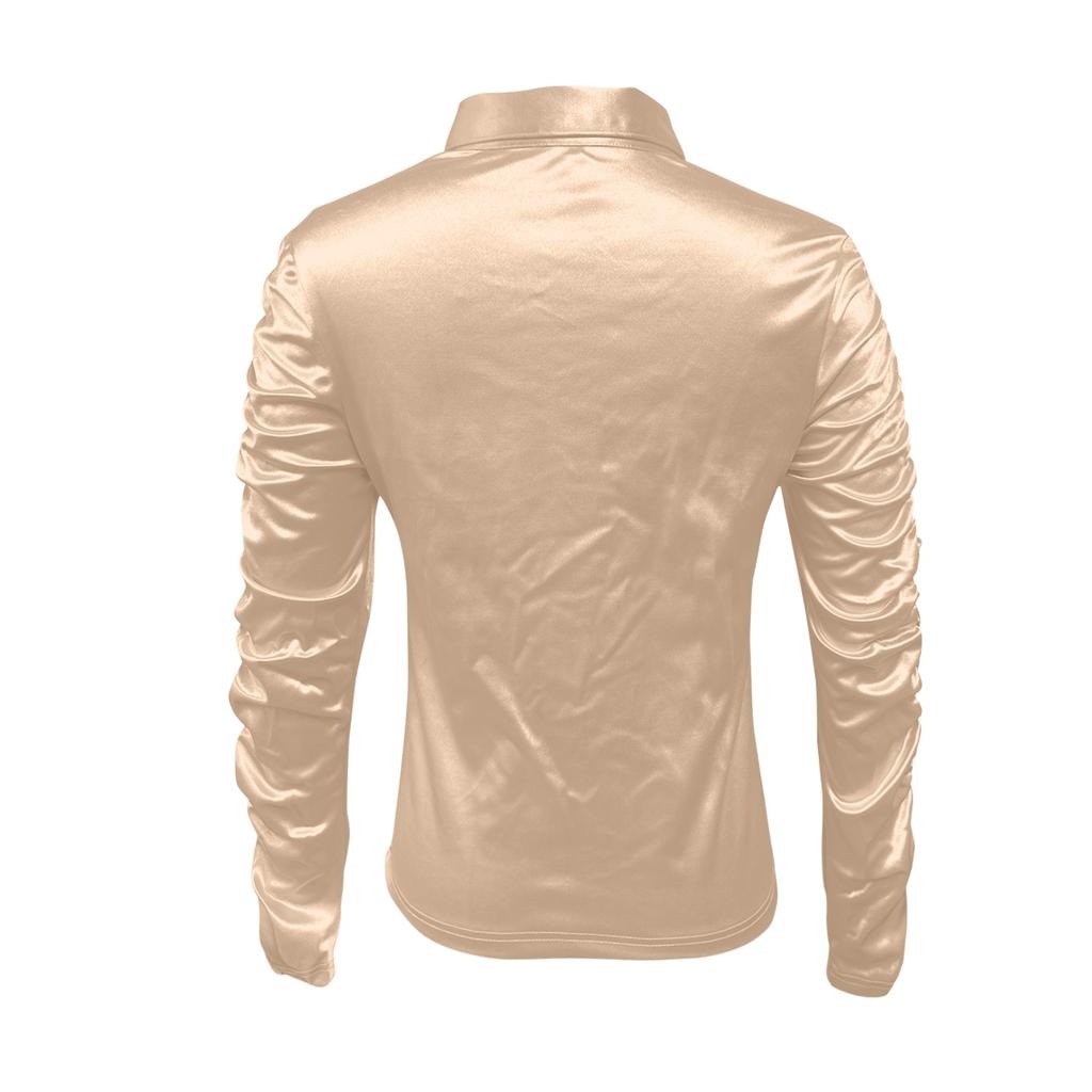 Damenmode Sexy Plissee Cardigan Revers Einreihiges Langarmhemd