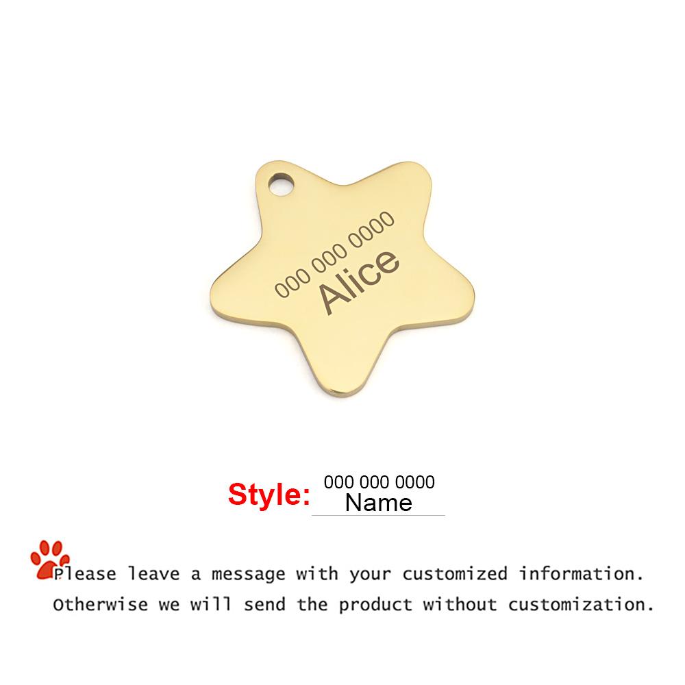 Pandantiv Stea Nume Personalizat Guler Animal de Companie Anti-pierdere Nume Personalizat Număr de Telefon Plăcuță de Identificare Gravată Accesorii DIY pentru Animale de Companie