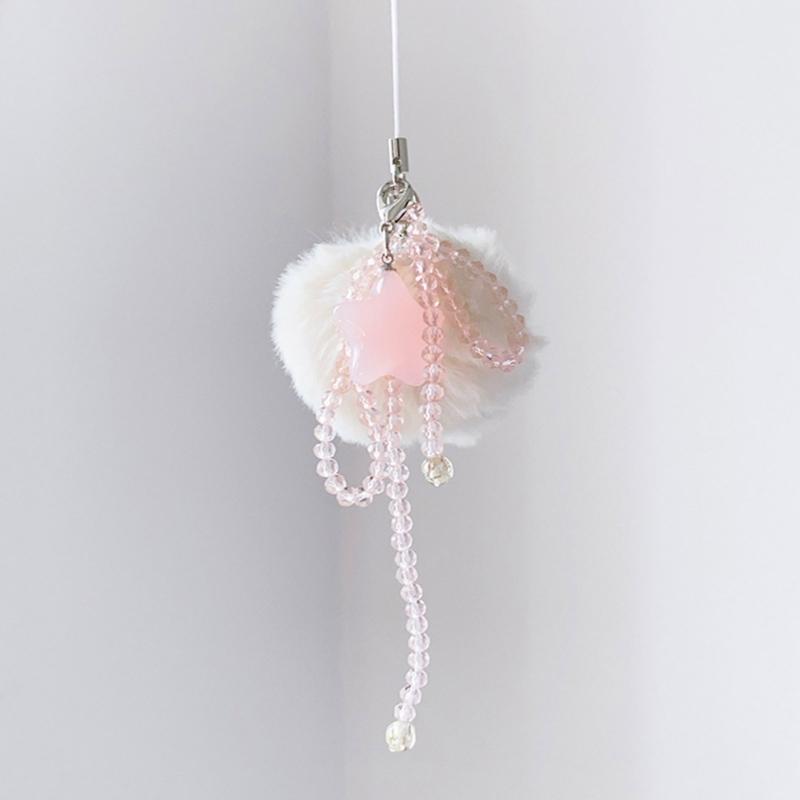 Bead Heart Star Pendant Phone Charm Hangings Rope Sweet Phone Chain Strap Bag Decoration Lanyard Keychain Accessory