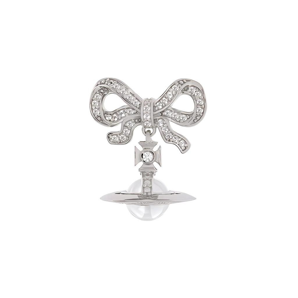 VIVIENNE WESTWOOD Octavie Bow Saturn Pendant Earrings Women Earrings Silver Transparent 6202014H01P346