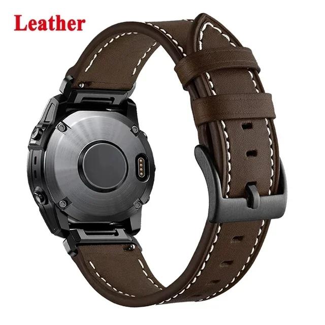 For Garmin Instinct 2X Solar QuickFit PU Leather Watch Strap Watchband 26 22mm For Garmin Fenix 6X 6 Pro 5X 5 Plus 7X 7 Bracelet