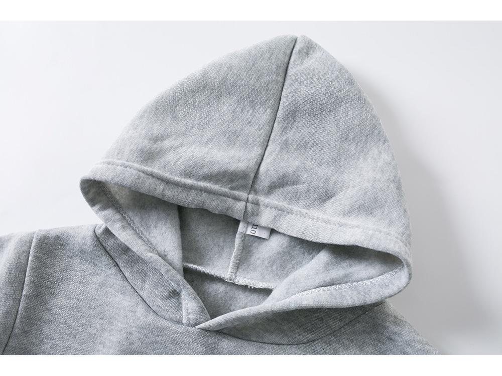 Solid Color Fleece-Lined Kids' Hoodie & Sweatpants Set - Autumn/Winter White