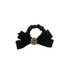 Retro Rhinestone Velvet Bow Hair Tie with A High-end Look, High Hair Band and Ponytail Headwear