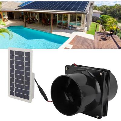 6palcový solárně napájený odsávací ventilátor, sada ventilátoru napájená solárním panelem z ABS, solární odsávací větrací ventilátor pro kulaté potrubí pro psí boudu, kurník, karavan