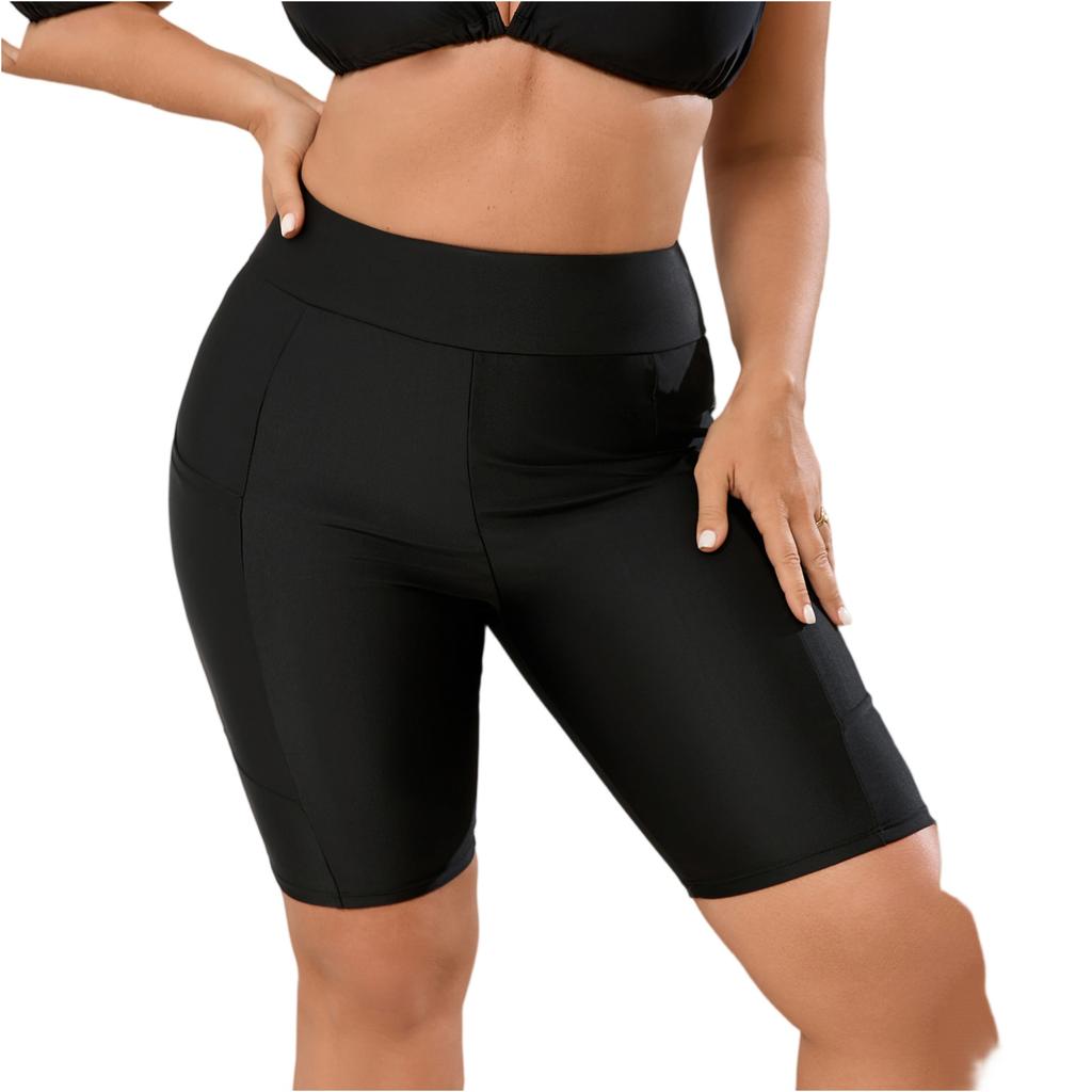 Dam Badbyxor Plus Size Hög Midja Shorts Badkläder