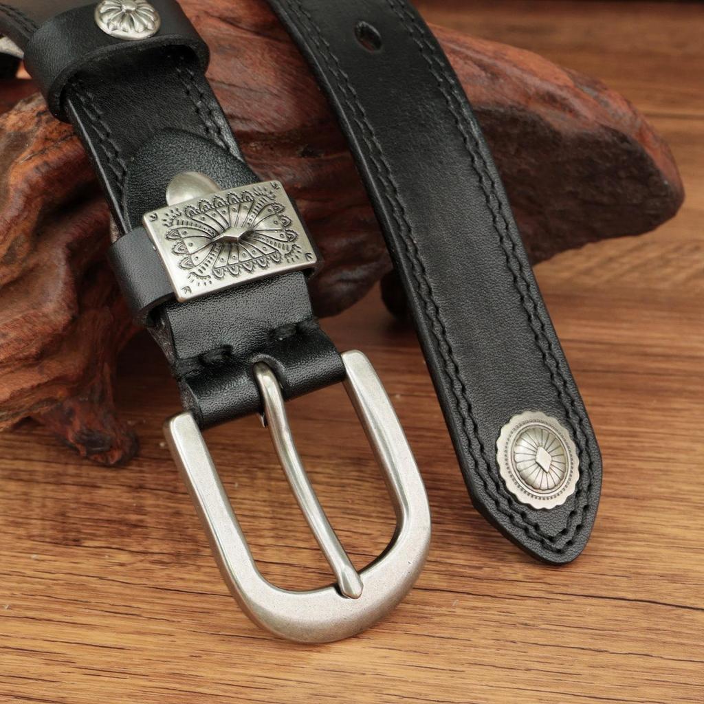 Women's Retro Versatile Fashion Belt with Decorative Buckle - Korean Style Leather Jeans Belt