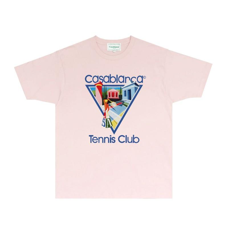 CASA Casablanca Short Sleeve T Shirt Couples Star Castle Letter Print Casual Loose Fit