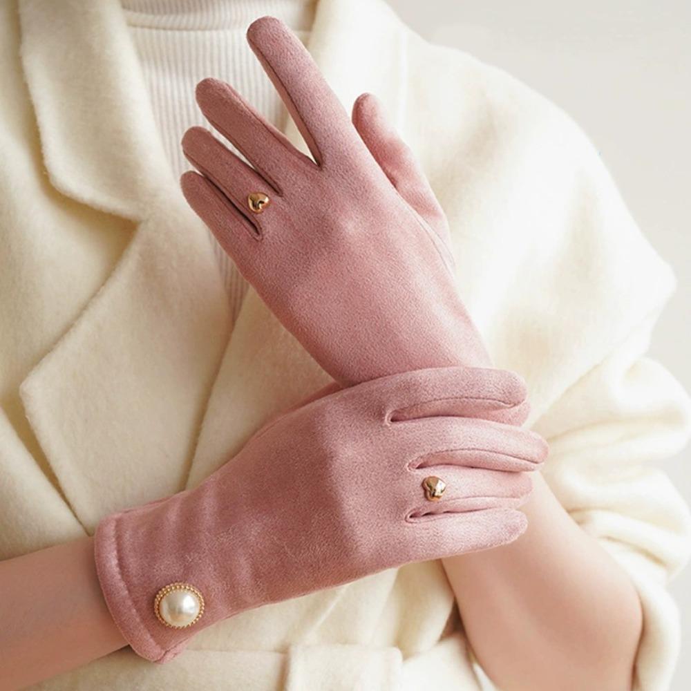 Perle Damen Fäustlinge Herz Plüschhandschuhe Geschenk Winter Fahrradhandschuhe Winter