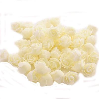 Künstliche Mini-Cremefarbene Rosenblume zur Dekoration, Heimdeko und Basteln, Kunstblumen (Für dich: 3cm, Packung mit 100)