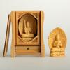 Exquisite Wood Carved Statue Guanyin Bodhisattva Figurine Tathagata Buddha Sculpture Buddha Zen Lucky Crafts Home Decor Pray Box