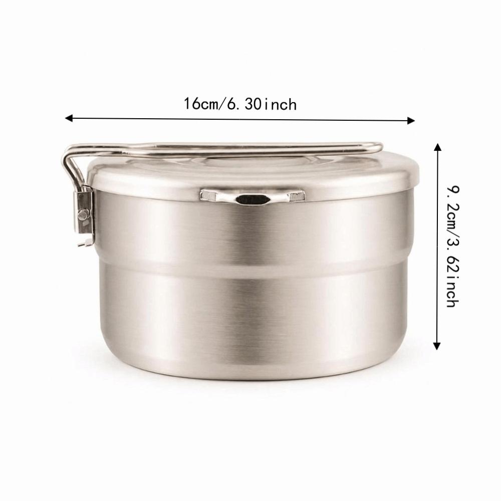 Folding Handle 304 Stainless Steel Lunch Box With Lid Outdoor Cookware  Backpacking