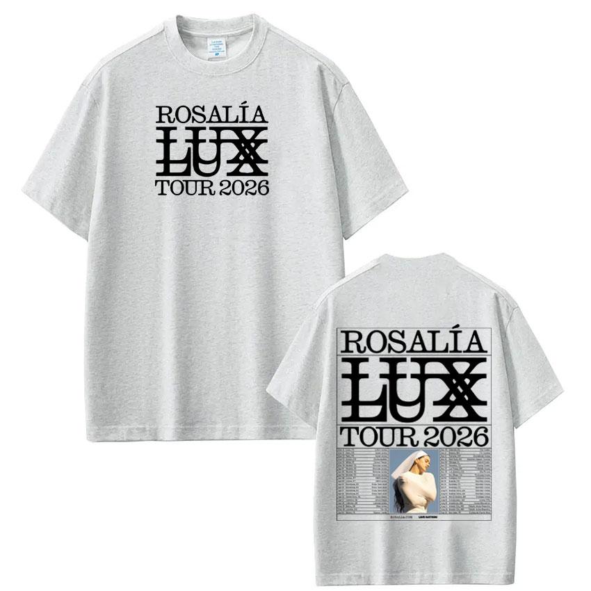 Sängerin Rosalía LUX Album Tour 2026 Druck T-Shirt Herren Damen Mode Baumwoll T-Shirts Oversized Hip-Hop Lässig Ästhetische T-Shirts