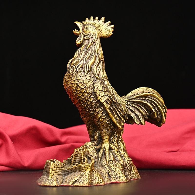 Exquisitely Crafted , Brass Ornament, Large Golden , Copper , Great Wall Rooster Orname