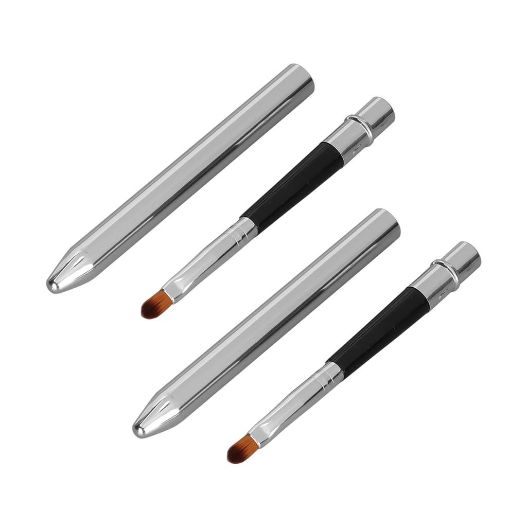 2pcs Lip Brush Ergonomic Extended Sealing Design Small Easy Cleaning Single Head Aluminium Tube Lipstick Brush