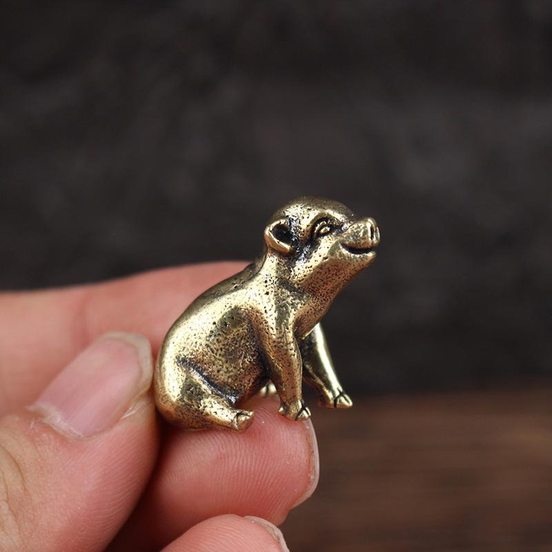 1/2Pcs Vintage Brass Pig Statue Figurine For Wealth Luck For Home Office Desk Decor Unique Ornaments Gift
