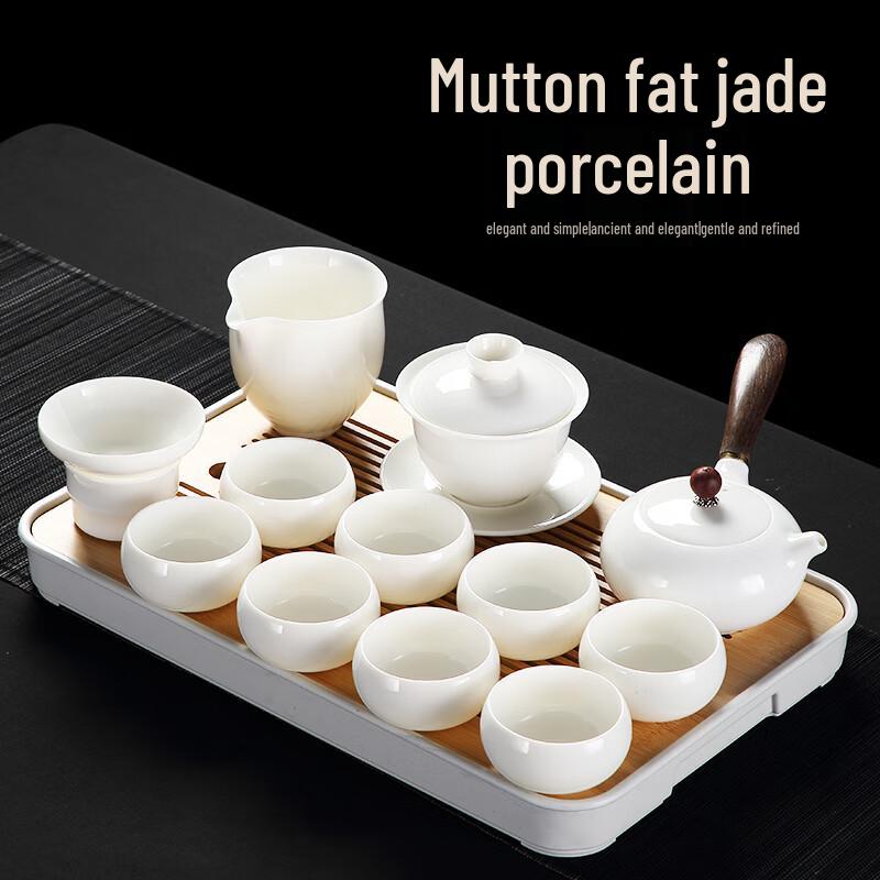 Mutton Fat Jade White Porcelain Kung Fu Tea Set