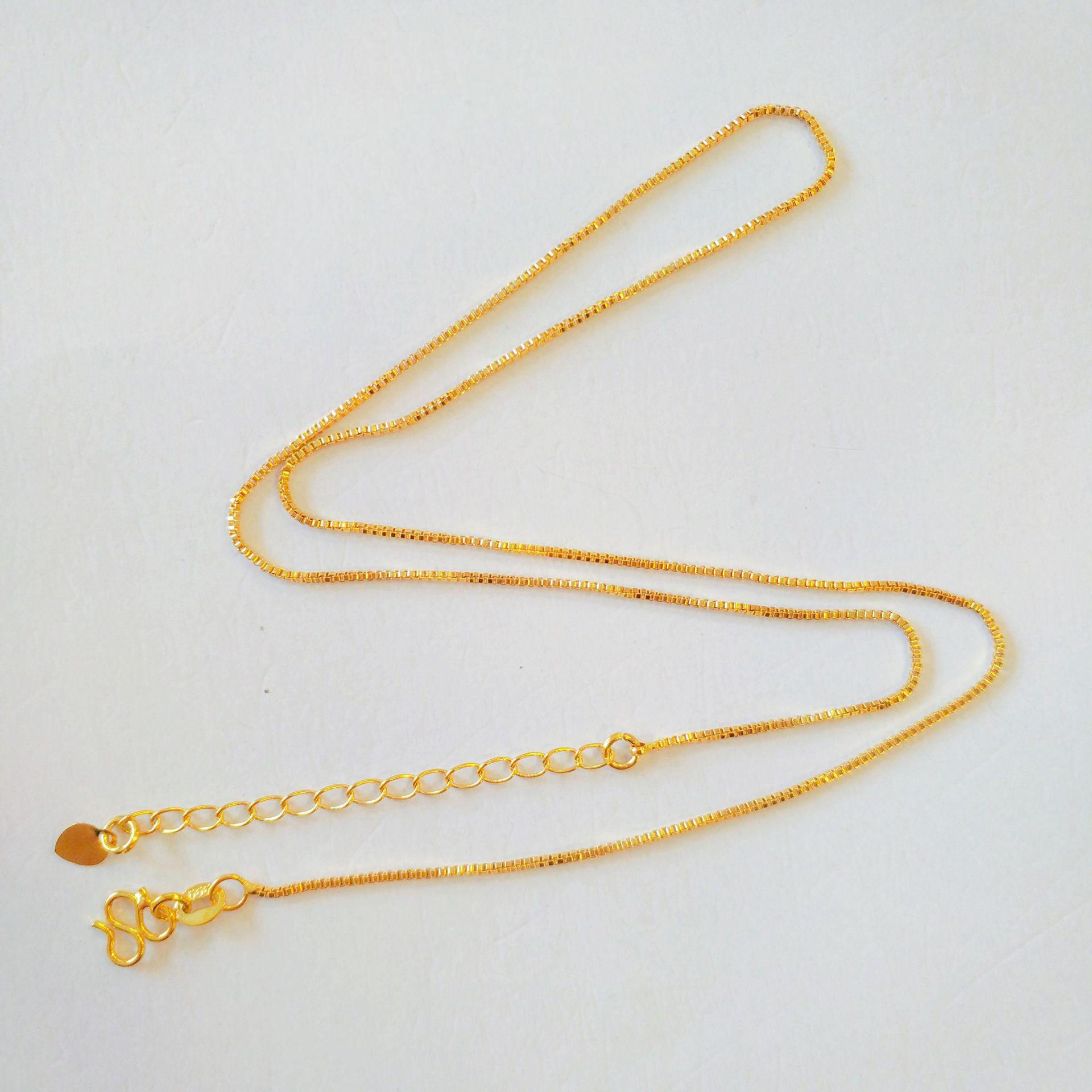 Вьетнам Sa Золотая Универсальная Коробчатая Цепочка на Ключицу для Женщин - Медная Позолоченная Бижутерия