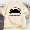 Kawaii Funny Black Cat T-Shirt Lazy Cat Tshirt Funny Cute Cat Tshirt Women Japanese Style Graphic Tees Women Clothing