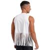 Men Faux Suede Tassel Detail Vest Fashion Rivets Fringe Trim Western Style Open Front Sleeveless Waistcoat