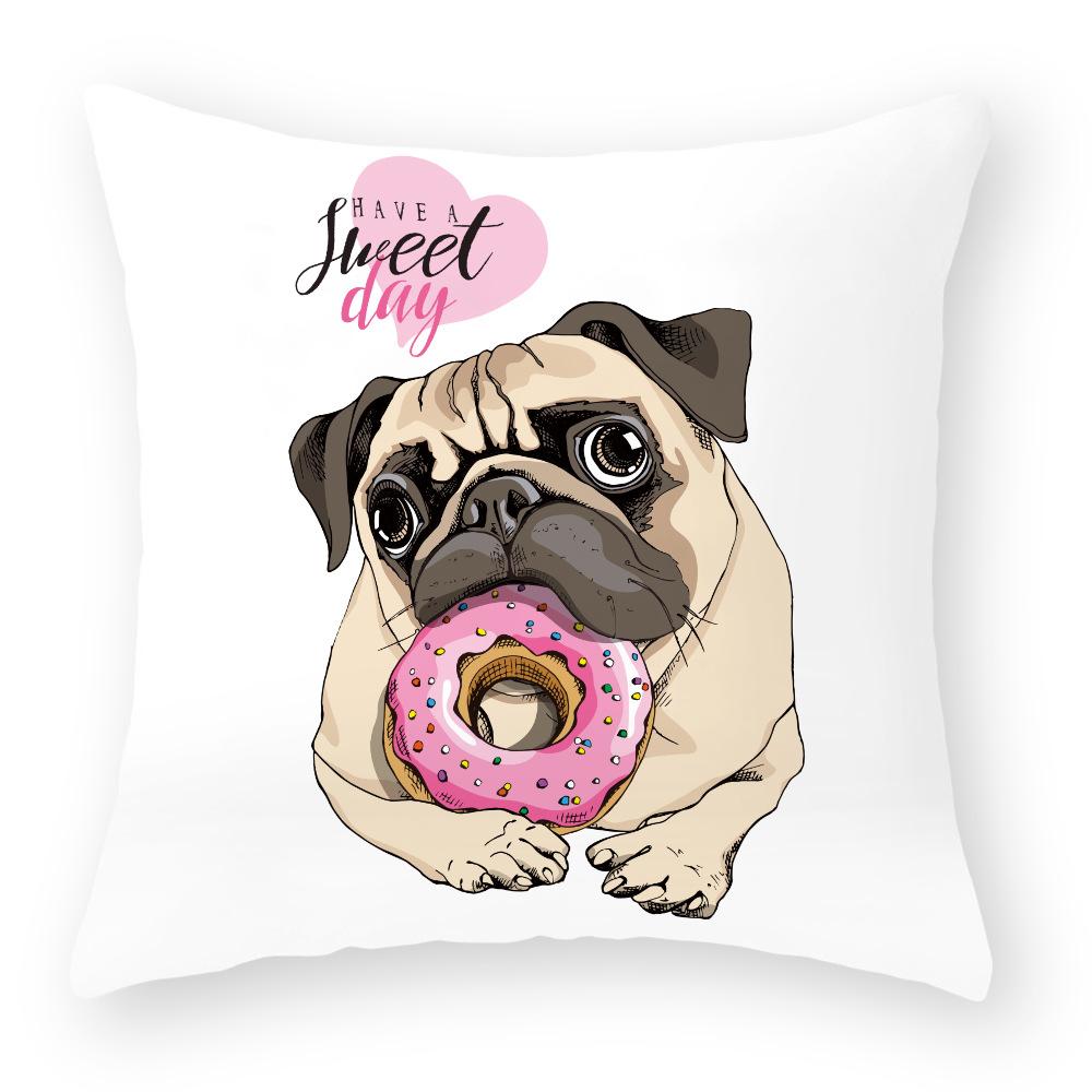 European and American Cartoon Dog Pillow Cover Peach Leather Velvet Print Pillow Cover Cushion Pillow Cover Car Sofa Waist