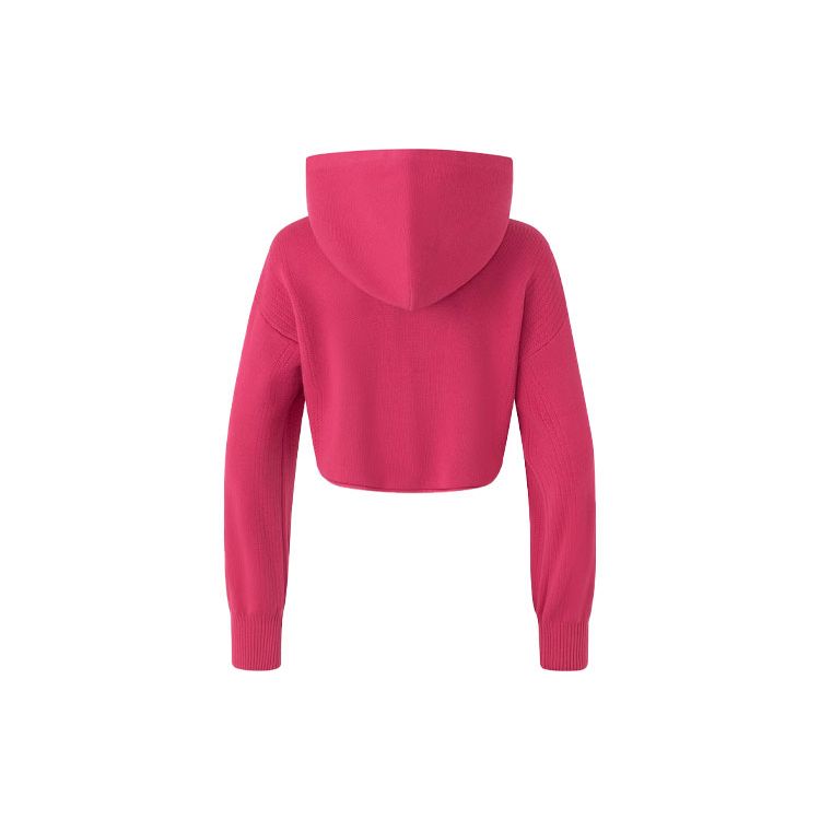 Adidas Originals Premium Zip-Up Knit Cropped Hoodie Women Tops Magenta JI7063