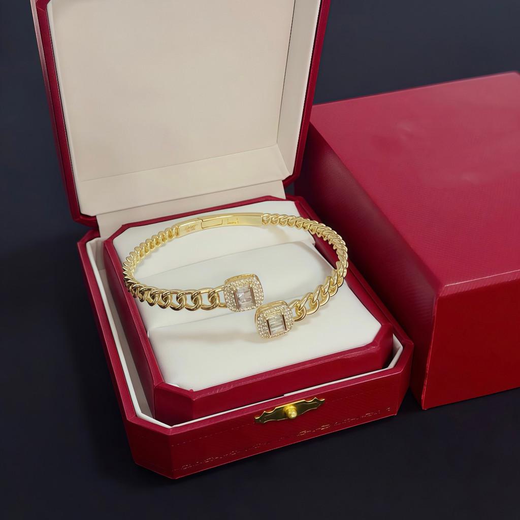 Diamond Bracelet Hollowed Out Fried Dough Twists High-end Customized Version Inlaid Diamond Process V Metal Material Unisex Men and Women Gift