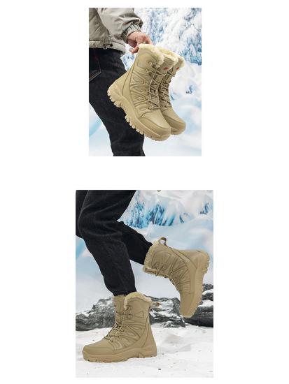 Men's Winter Waterproof High-Top Fleece-Lined Hiking Boots – Non-Slip Snow Boots for Outdoors