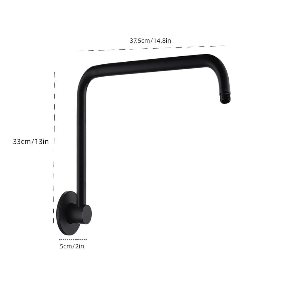 Stainless Steel High-Level Shower Extension Pipe,14.8-Inch, 360-Degree Swivel Shower Extension Pipe Arm,Swivel Shower Head Extension Arm with Flange