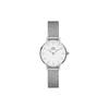 PETITE Small Round Watch Series Watch Quartz Movement Stainless Steel Strap White Dial Women's Watch 30 Meters Waterproof DW00100442
