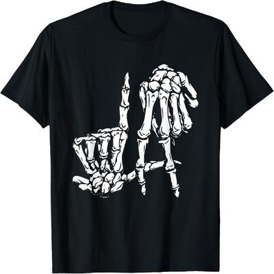 La Handzeichen Faul DIY Halloween Kostüm Skelett Los Angeles T-Shirt