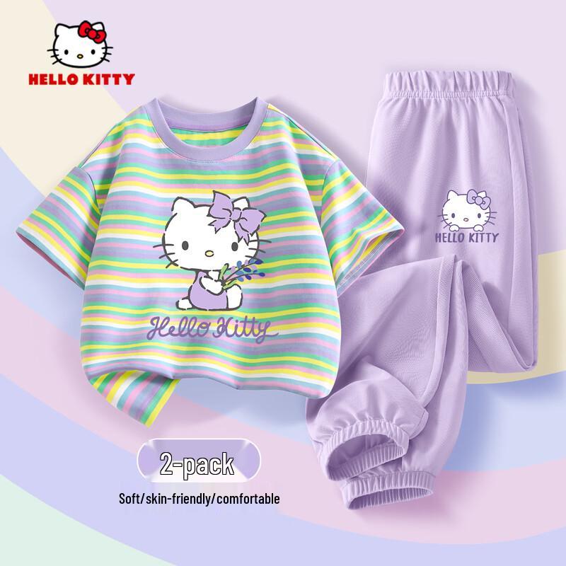 Hello Kitty Girls Striped Summer Outfit Set 150 (63-77 lbs)