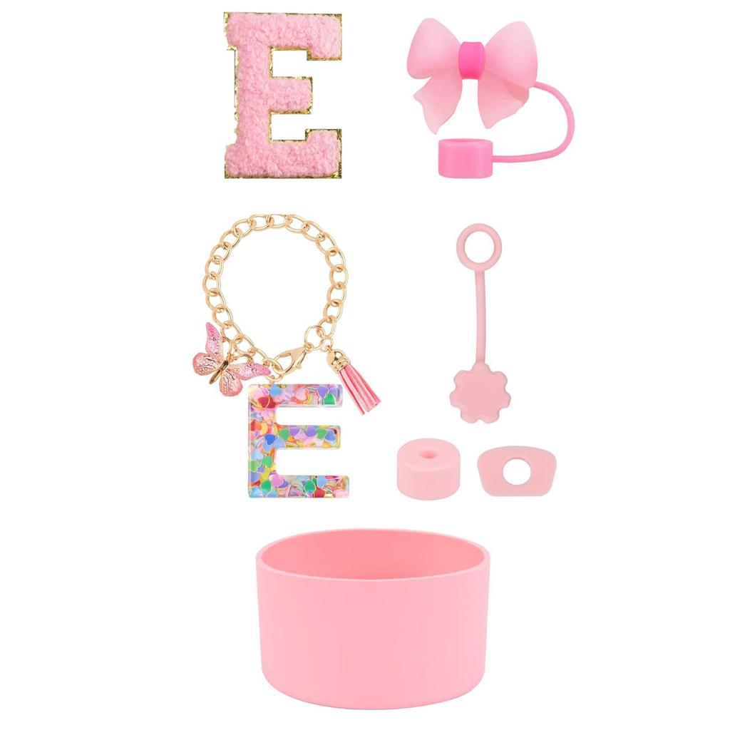 7pcs Cup Accessories Set for Stanley 30oz 40oz Tumbler Straw Cover Cap Boot Spill Proof Stopper Letter Keychain Charm Sticker
