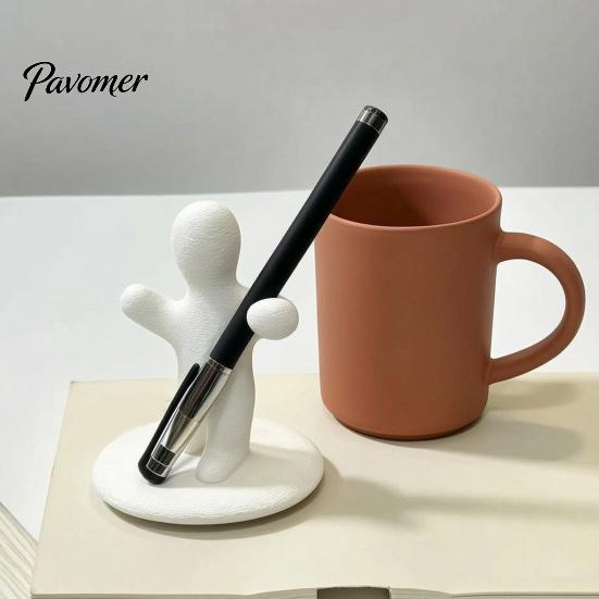Creative Stationery Holder 3D Printed Funny Figure Pen Holder, Black White Humanoid Desk Office Accessories Organizer for Pencils Pens, Unique