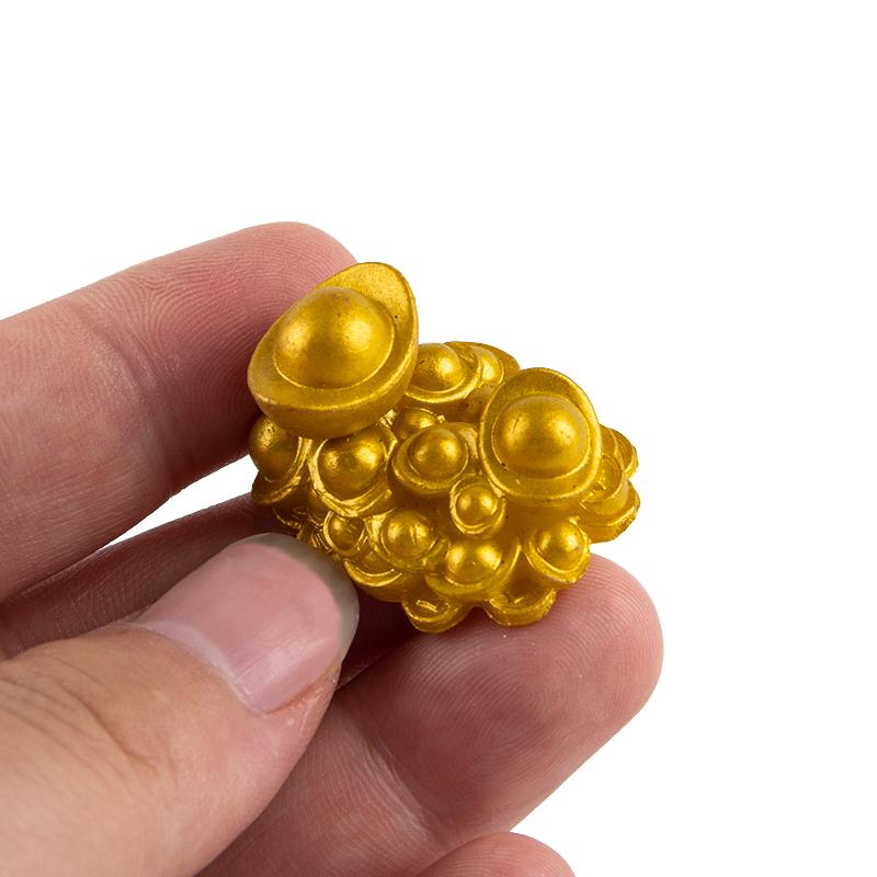 Mini Auspicious Gold Ingot Ornament Lucky Yuanbao Fengshui Decor Dollhouse Craft