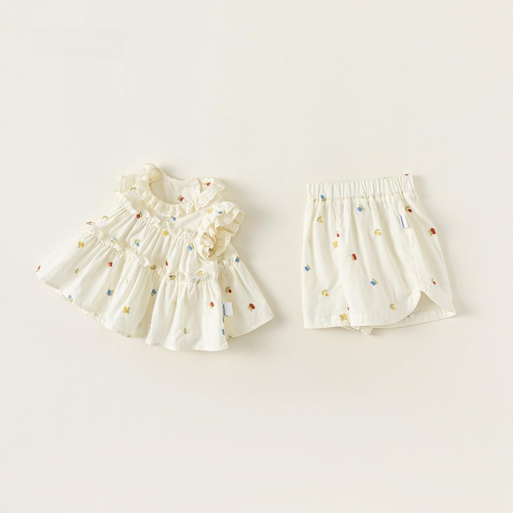 Girl Summer Dress Set With Cotton Fabric And Lace Detail For Toddler Girls 3 To 8 Years