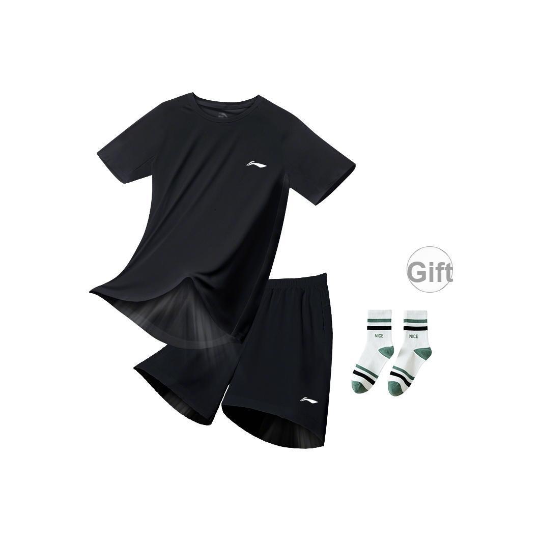 

Li-Ning Quick-Dry Logo Round Neck Short Sleeve Breathable Comfortable Casual Sports Suit Unisex suits YATU125-23 XL