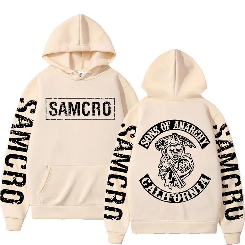 Sons of Anarchy Bedruckter Hoodie, Herren und Damen Gothic Retro Fleece Sweatshirt, Herbst und Winter Mode Lässiger Pullover