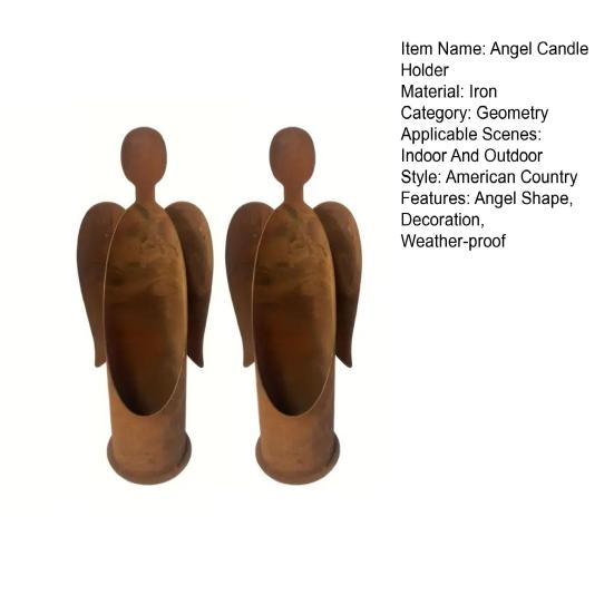 1/2Pcs Rusty Angle Candle Holder Weather-proof Iron Art Tealight Candle Stand Metal Candlestick Indoor Outdoor Garden Home Office Desktop Decoration