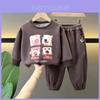 Stylish Boy's Autumn Hoodie Set 2024 Trendy And Comfortable Two Piece Outfit For Kids