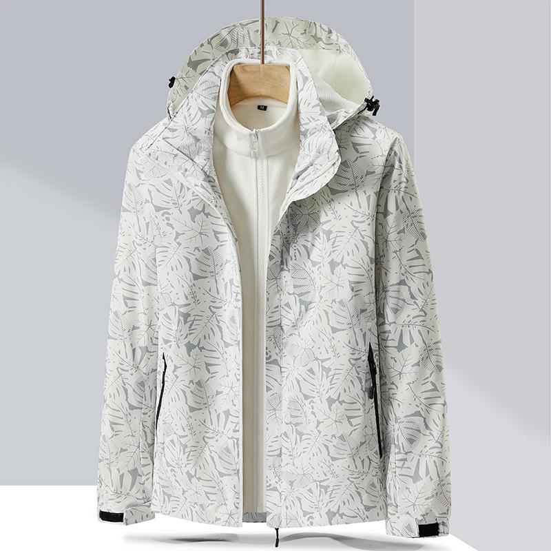 Outdoor Camouflage Detachable Two-piece Set of Windproof and Waterproof Polar Fleece Women's Thickened Jacket Three-in-one