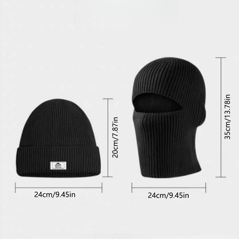 Knitted Hat Winter Cotton Thickened Cold Outdoor Cycling Warm Cap Mask 2 In 1 Full Face Protection Cap Earmuffs Balaclava Hat