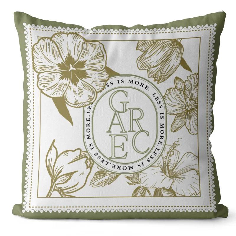 New Nordic Retro Green Geometric Pillow Cover American French Light Luxury Home Sofa Bedside Pillowcase Home Decoration