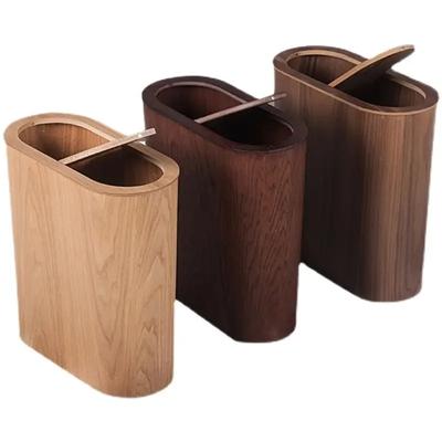 Poubelle en bois cousu nordique Ménage Salon Chambre Cuisine Toilettes Fente Super Étroit Créatif Corbeille à papier Bois de noyer