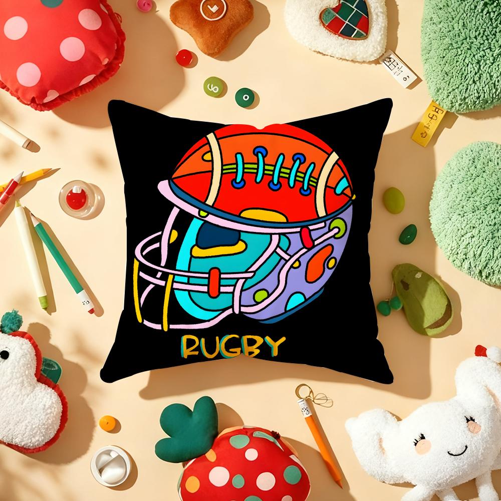 Ball Sports Doodles Cushion Cover Plush Fabric Soft Double-Sided Printed Sofa Warm Winter Home Gift Pillow Cover