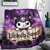 1PC Kuromi Print Flannel Blanket, High quality All Seasons, Home Decor, Warmth and Comfort, Perfect for Christmas Gifts