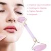 Natural Double Head Rose Quartz Jade Slimming Face Beauty Massage Roller (Gold)